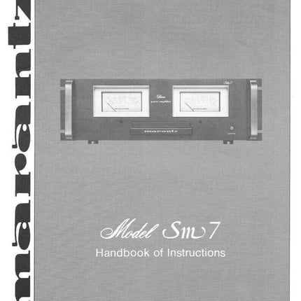Marantz SM-7 Amplifier Owners Instruction Manual