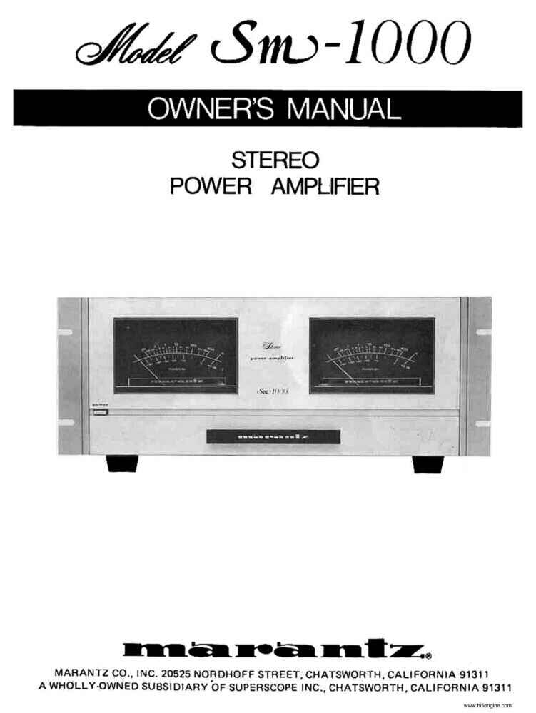 Marantz SM1000 Amplifier Owners Manual – TekRevolt