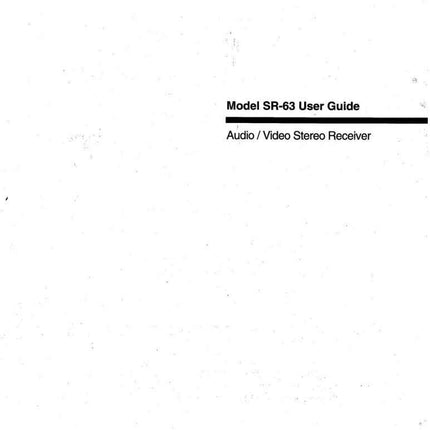 Marantz SR-63 Receiver Owners Instruction Manual