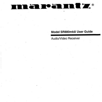 Marantz SR-880mkII Receiver Owners Instruction Manual