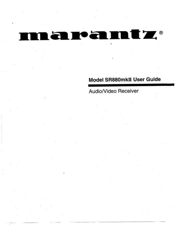 Marantz SR-880mkII Receiver Owners Instruction Manual