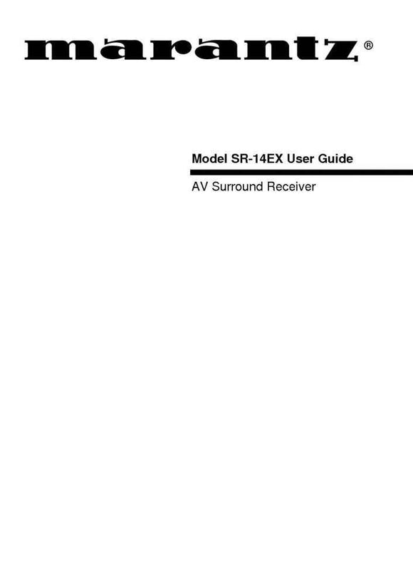 Marantz SR14EX Surround Receiver Owners Manual