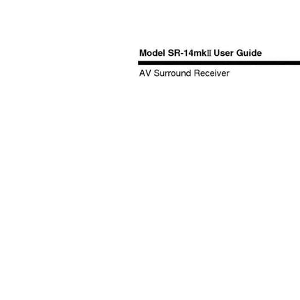 Marantz SR14Mk2 Surround Receiver Owners Manual