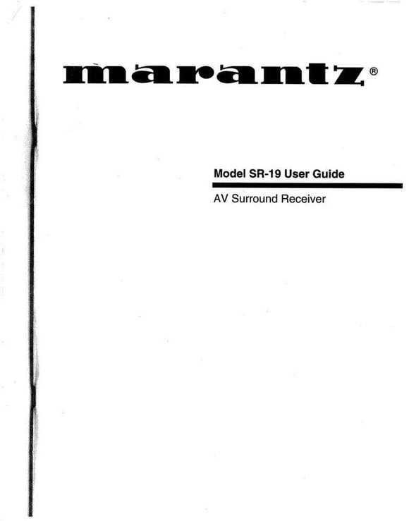 Marantz SR19 Surround Receiver Owners Manual