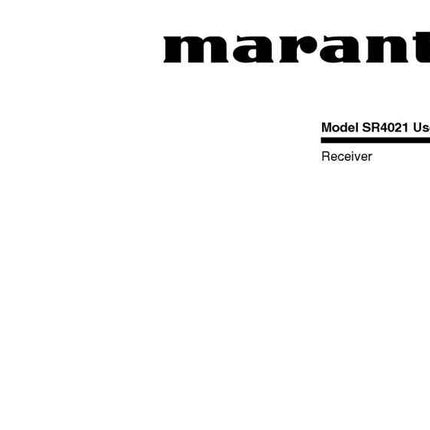 Marantz SR4021 Surround Receiver Owners Manual