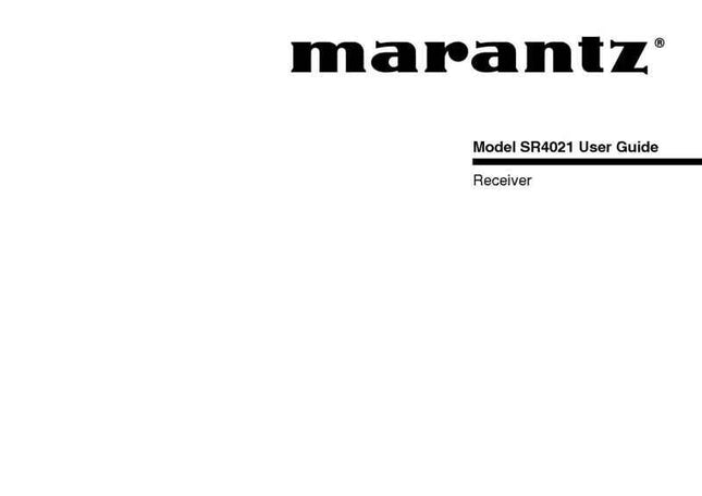 Marantz SR4021 Surround Receiver Owners Manual