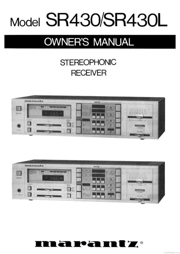 Marantz SR430 Receiver Owners Instruction Manual