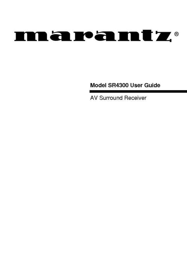Marantz SR4300 Surround Receiver Owners Manual