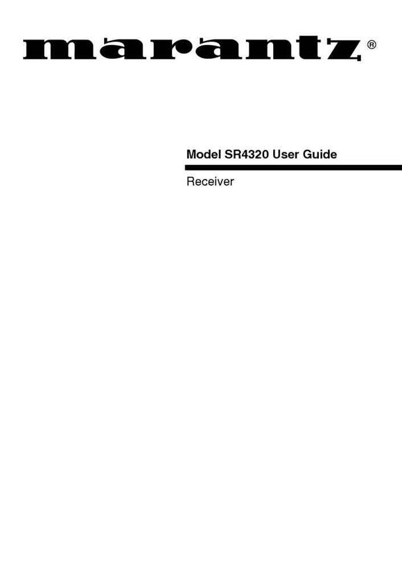 Marantz SR4320 Receiver Owners Instruction Manual