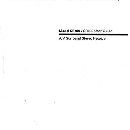 Marantz SR480 Receiver Owners Instruction Manual