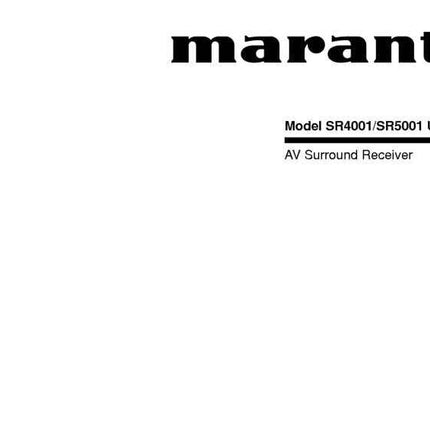 Marantz SR5001 Surround Receiver Owners Manual