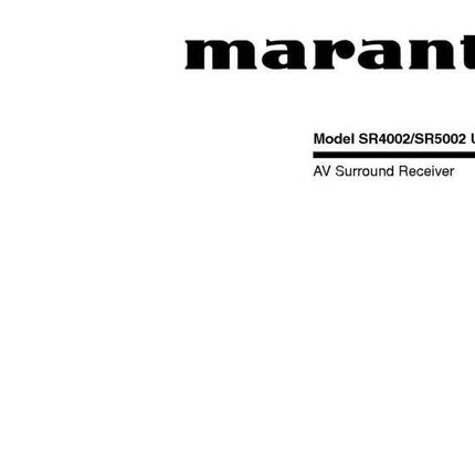 Marantz SR5002 Surround Receiver Owners Manual