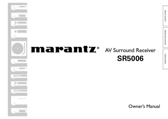 Marantz SR5006 Receiver Owners Instruction Manual