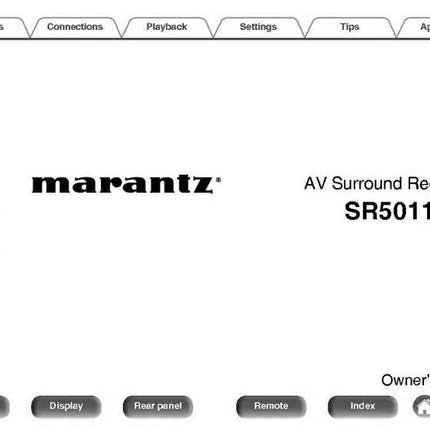 Marantz SR5011 Receiver Owners Instruction Manual