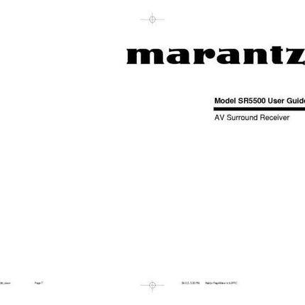 Marantz SR5500 Surround Receiver Owners Manual
