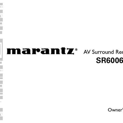 Marantz SR6006 Surround Receiver Owners Manual