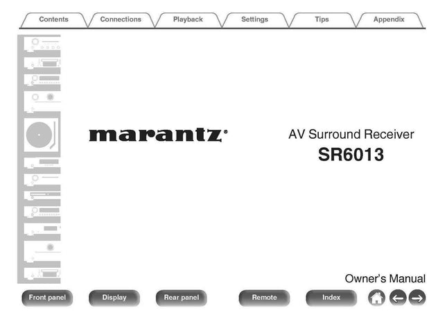 Marantz SR6013 AV Receiver Owners Instruction Manual
