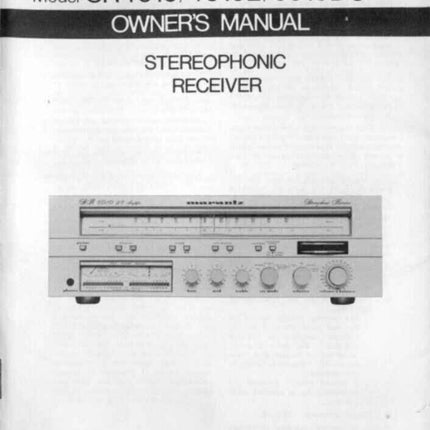 Marantz SR601DC Receiver Owners Instruction Manual