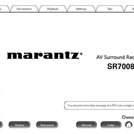 Marantz SR7008 Receiver Owners Instruction Manual