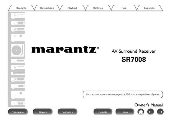 Marantz SR7008 Receiver Owners Instruction Manual