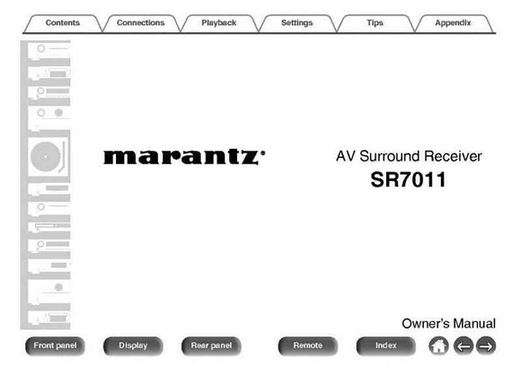 Marantz SR7011 Receiver Owners Instruction Manual