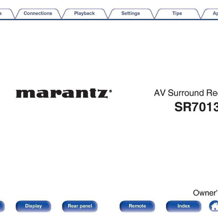 Marantz SR7013 AV Receiver Owners Instruction Manual