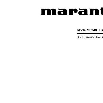 Marantz SR7400 Surround Receiver Owners Manual