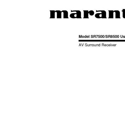 Marantz SR7500 Surround Receiver Owners Manual