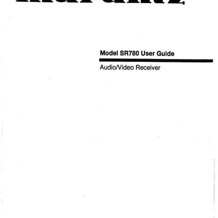 Marantz SR780 Surround Receiver Owners Manual