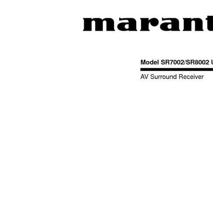 Marantz SR8002 Surround Receiver Owners Manual