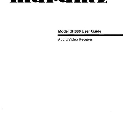 Marantz SR880 Receiver Owners Instruction Manual