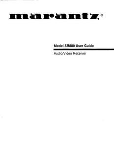 Marantz SR880 Receiver Owners Instruction Manual