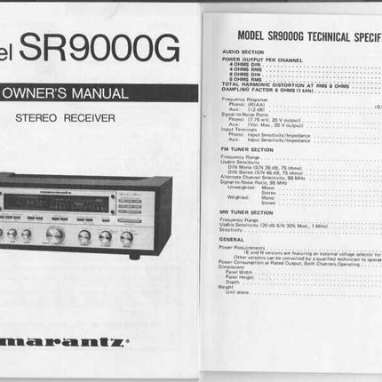 Marantz SR9000G Surround Receiver Owners Manual