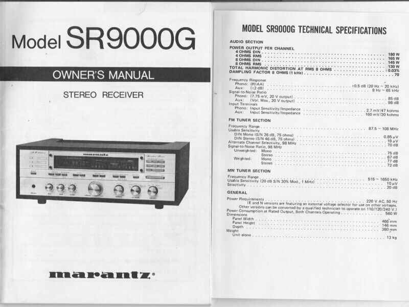 Marantz SR9000G Surround Receiver Owners Manual – TekRevolt