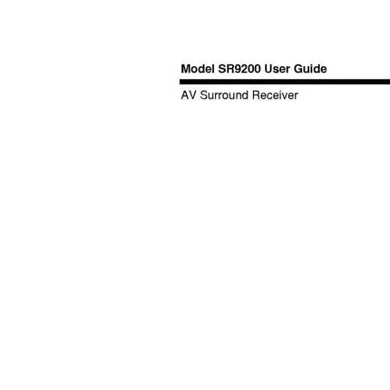 Marantz SR9200 Surround Receiver Owners Manual
