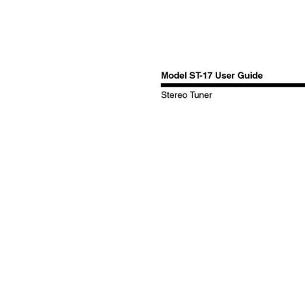 Marantz ST-17 Tuner Owners Instruction Manual