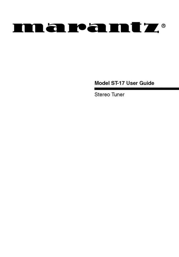 Marantz ST-17 Tuner Owners Instruction Manual