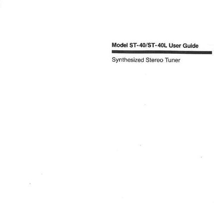 Marantz ST-40 Tuner Owners Instruction Manual