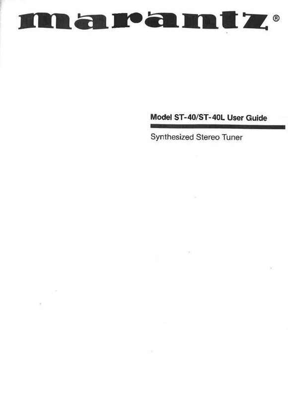 Marantz ST-40 Tuner Owners Instruction Manual