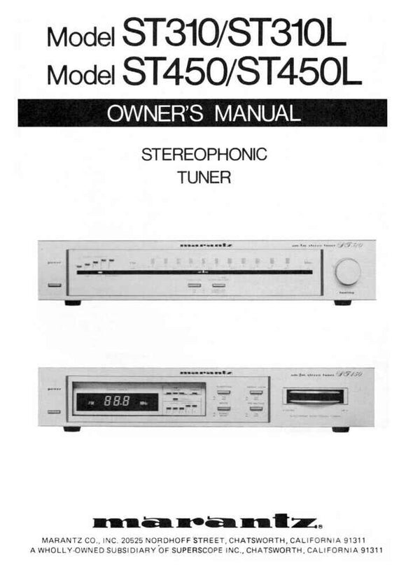 Marantz ST-450 Tuner Owners Manual