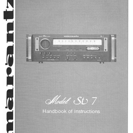 Marantz ST-7 Tuner Owners Instruction Manual