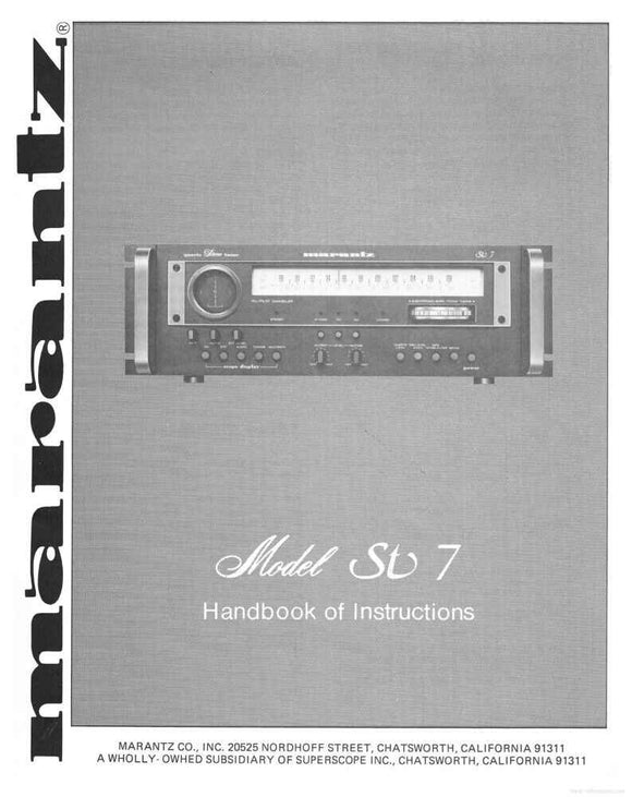 Marantz ST-7 Tuner Owners Instruction Manual