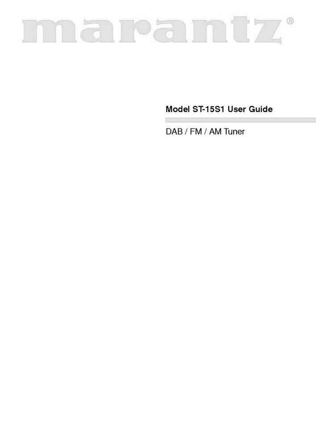 Marantz ST15S1 Tuner Owners Manual