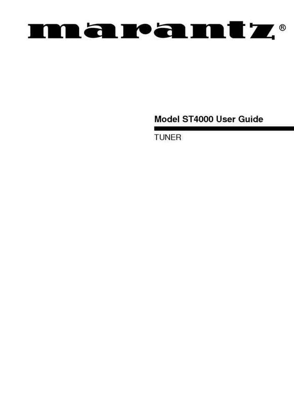 Marantz ST4000 Tuner Owners Manual