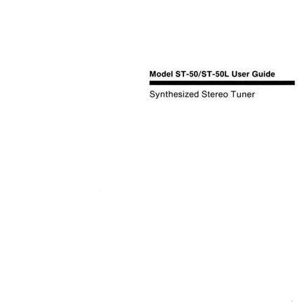 Marantz ST50L Tuner Owners Manual