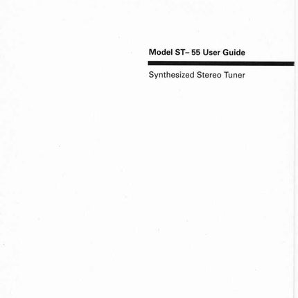 Marantz ST55 Tuner Owners Manual