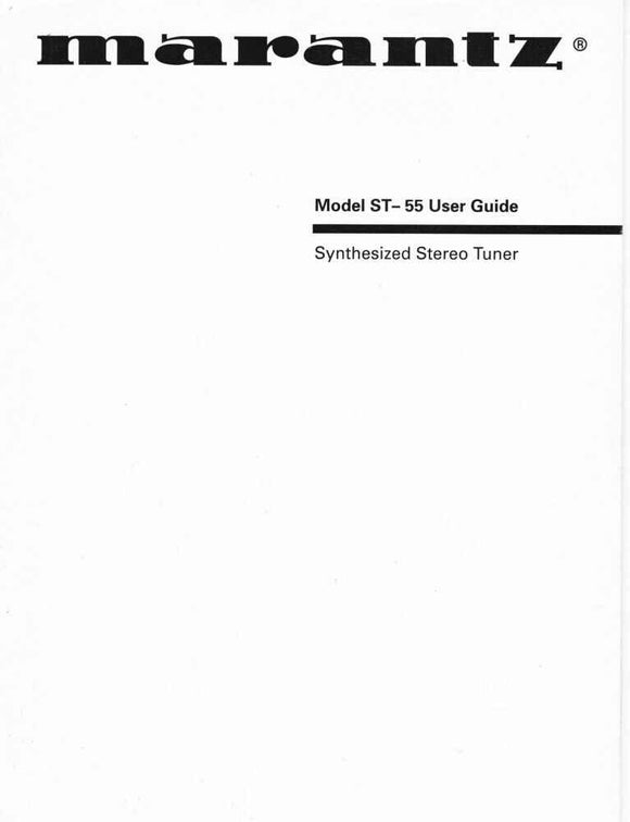 Marantz ST55 Tuner Owners Manual