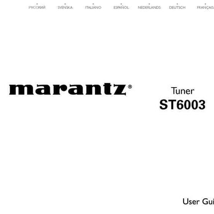 Marantz ST6003 Tuner Owners Instruction Manual