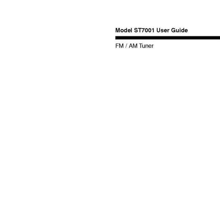 Marantz ST7001 Tuner Owners Manual