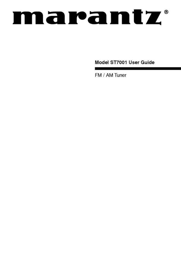 Marantz ST7001 Tuner Owners Manual